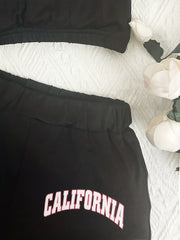 California Letter Print Two piece Set Short Sleeve Crop Top & Shorts Casual