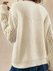 Women's Plus Colorblock Lace Long Sleeve V Neck Sweater