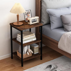 Rustic Brown Three Tiered Side Table