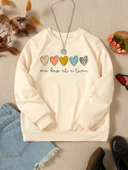 Girls Colorful Hearts Crew Neck Sweatshirts Pullovers For Sports Casual Outfit