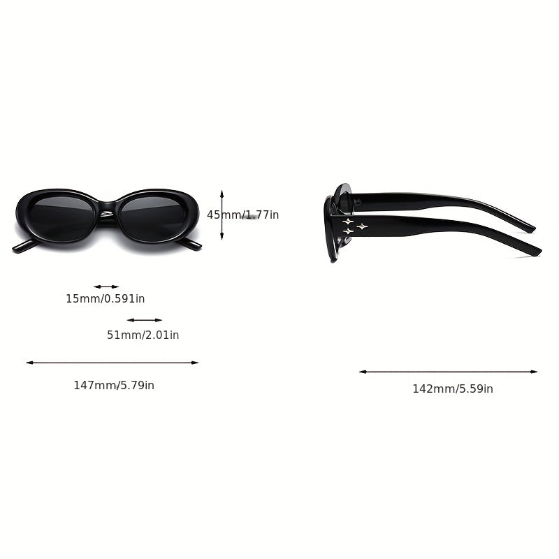 Y2K Oval Sunglasses Star Charm Anti Glare UV400