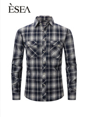 Men's Double Pocket Brushed Check Flannel Shirt