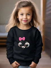 Girls Eye Pattern Crew Neck Sweatshirt For Spring Fall Christmas Gift