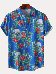 Autumn Men's Halloween Print Short Sleeve Shirt