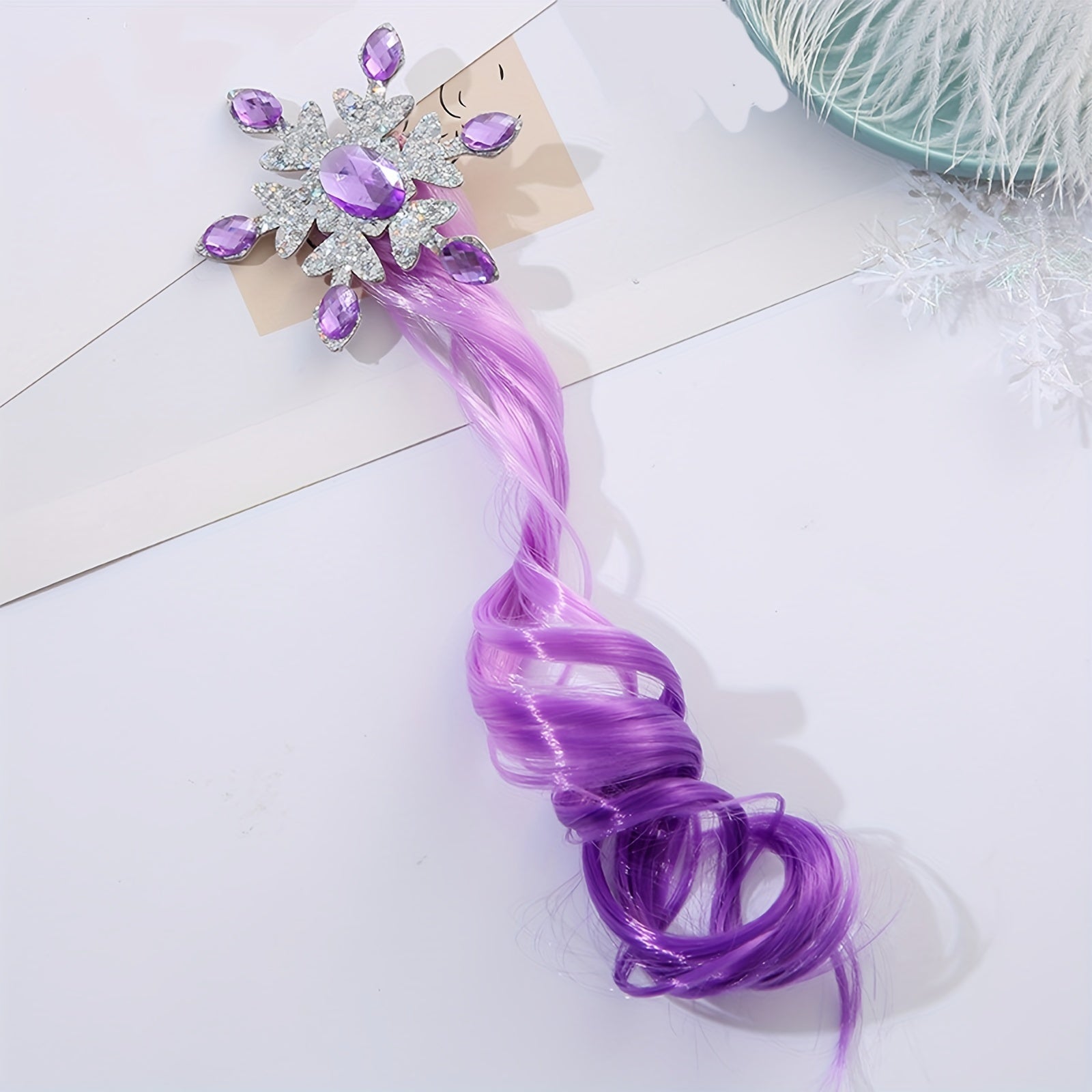 3pcs Children Gradient Wig Hair Clips Long Curly Hair Girls Braided Hair Rope
