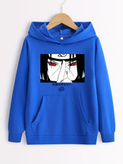 Selfie Bear Print Boys Casual Pullover Hooded Sweatshirt