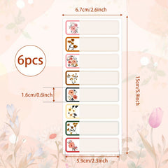Girly Floral Baby Bottle Labels Waterproof 6 Sheets