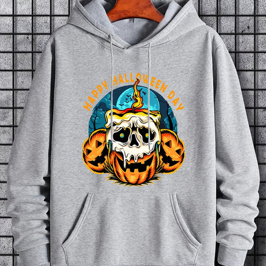 Men's Halloween Style Skull Candle Graphic Hoodie Drawstring Sweatshirt