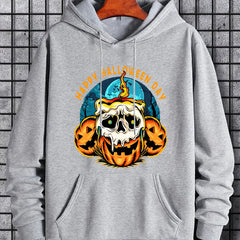 Men's Halloween Style Skull Candle Graphic Hoodie Drawstring Sweatshirt