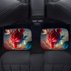 Artistic Red Rose Pattern Car Floor Mat 4pcs
