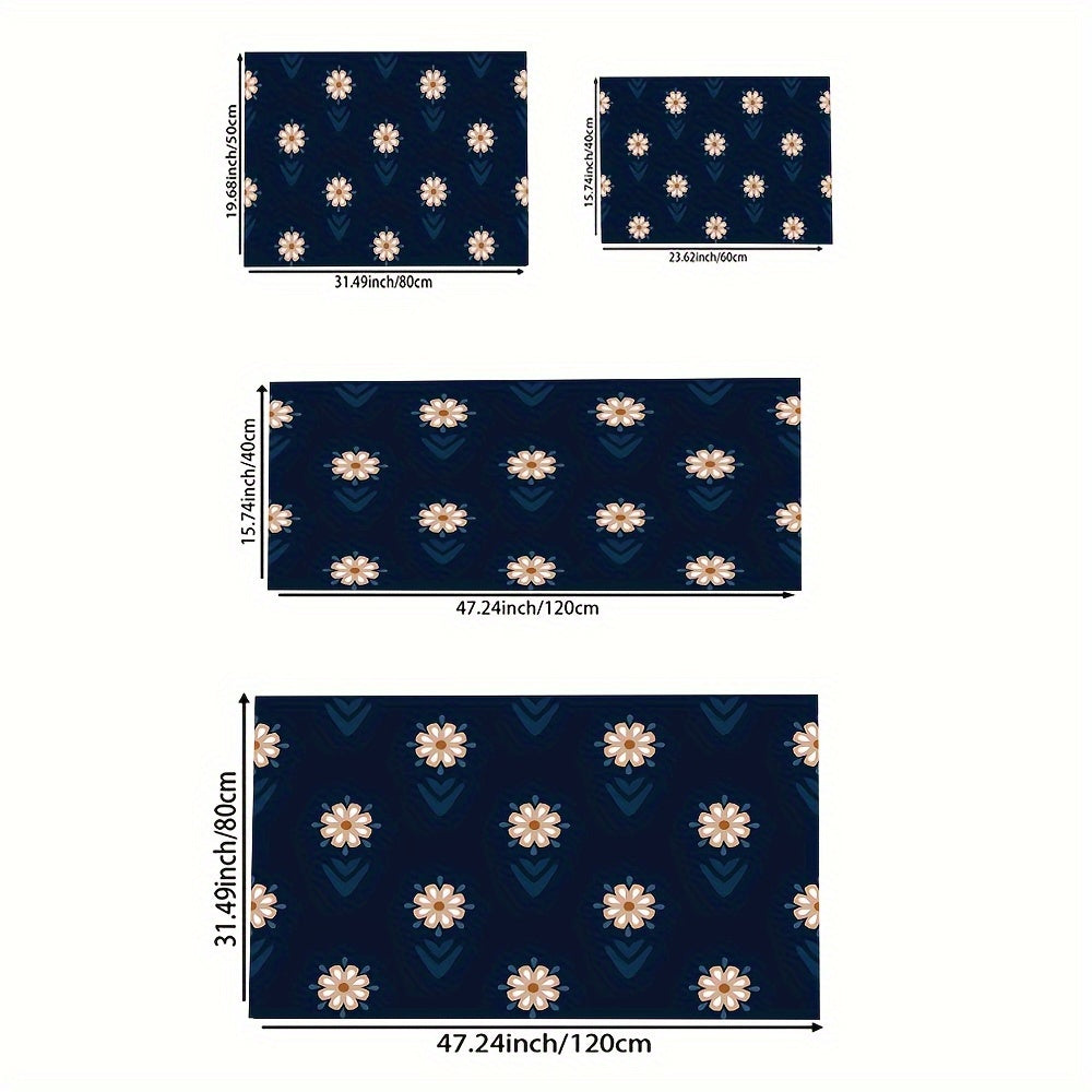 Minimalist Flowers Print Rug Decorative Mat Machine Washable