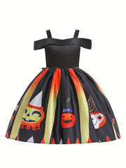 Halloween Witch Cosplay Costume & Bag Off shoulder A line Dress Kid's Dress Up
