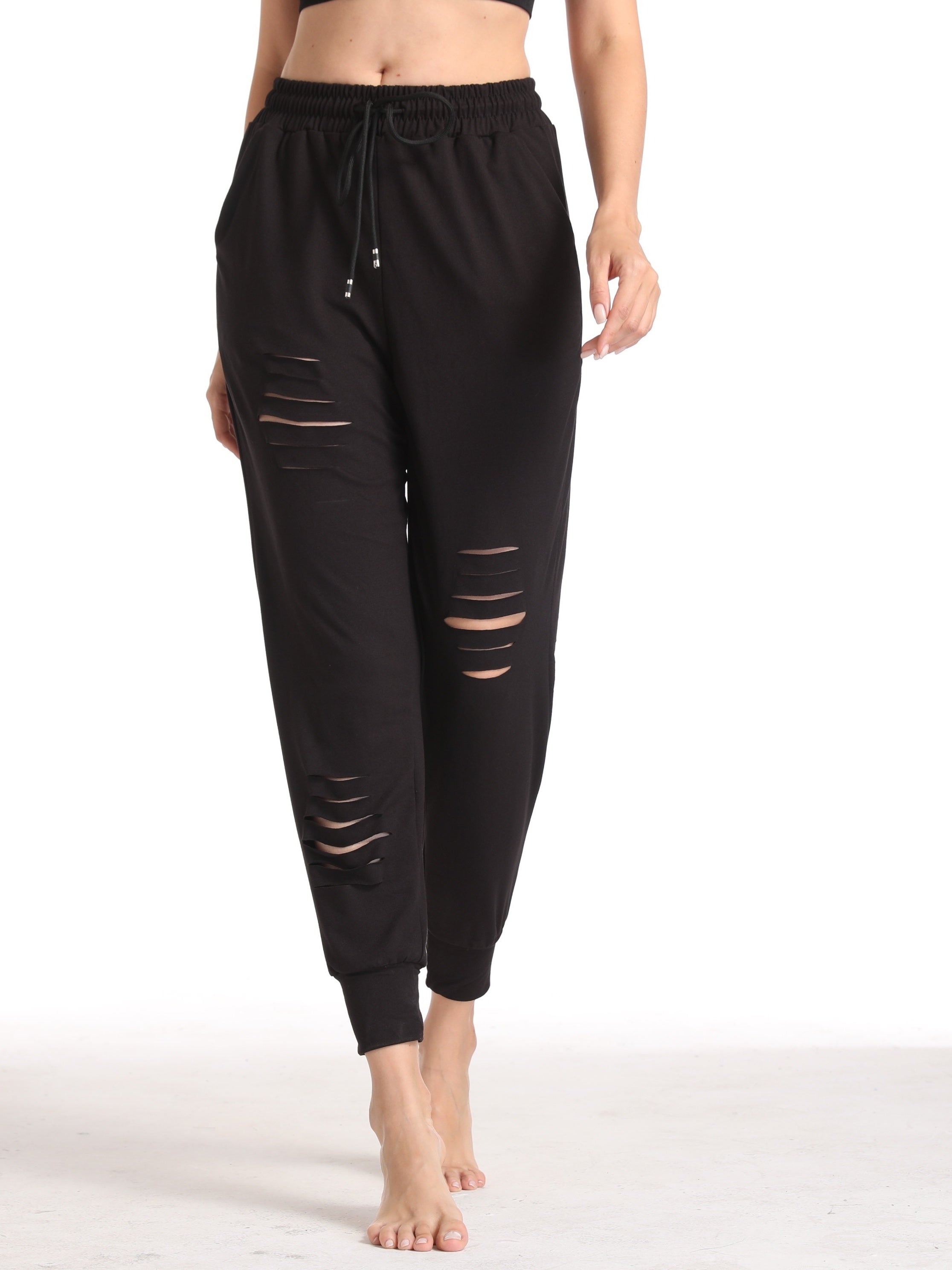 Solid Hollow Loose Pants Sports Fitness Yoga Running Pants