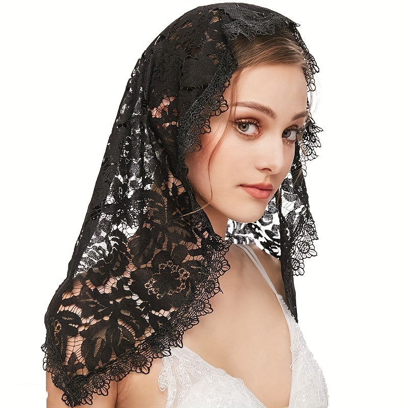 Bridal Lace Bandana Muslim Triangle Headwear Veil Short Gauze Shawl