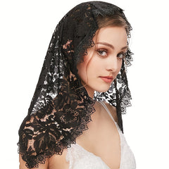Bridal Lace Bandana Muslim Triangle Headwear Veil Short Gauze Shawl