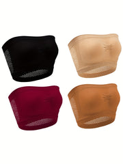 4 Pack Plus Size Tube Bra Set Breathable Seamless Anti-Slip Invisible 4pcs