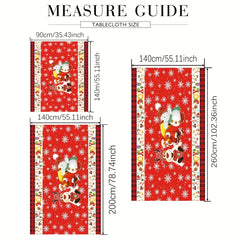 Polyester Tablecloth Merry Christmas Snowflake Deer Snowman Pattern