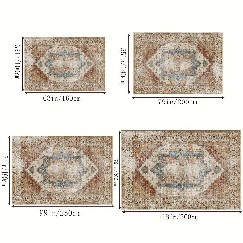 Boho Kitchen Rug Large Soft Vintage Rug Non-slip Backing