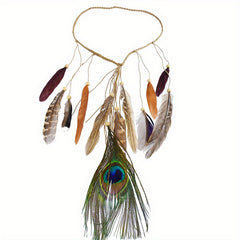 Boho Retro Faux Feather Hair Rope Peacock Feather Headband