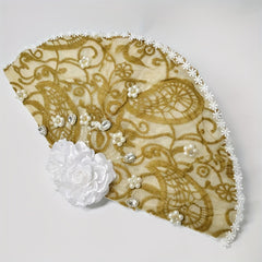 Royal Style Floral Wedding Hand Fan with Rhinestones Bridal Accessory