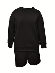 Solid Textured Tee & Shorts Two Piece Set