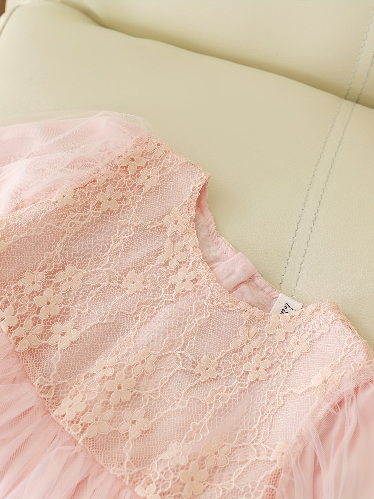 Toddler Lace Princess Dress Mesh Patchwork Long Sleeve