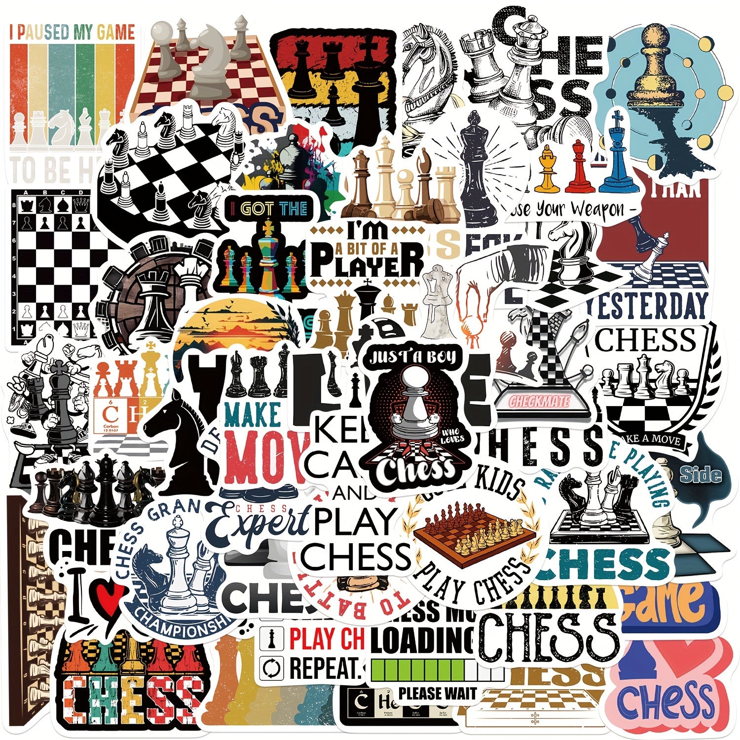 50pcs Cartoon Chess Game Series Stickers for Laptop Helmet Desktop