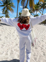 Heart Print Sports Sweatshirt Women's Tops