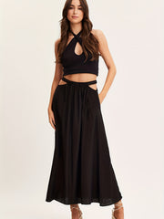 Pleated Elastic Waist Skirt for Spring & Summer