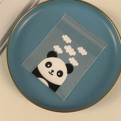 100pcs Panda Cartoon Pattern Self Adhesive Plastic Bags Candy Biscuits