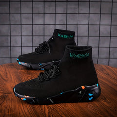 Women's High Top Sock Sneakers Comfy Knit Slip On Lace Up Sports Shoes
