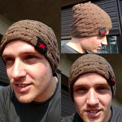 Pu Hat Pentagram Casual Hat For Men And Women, Warm Knitted Winter Hat