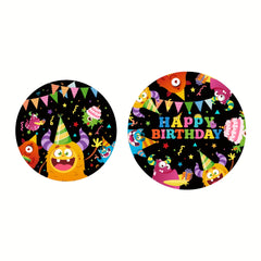 10pcs Monster Themed Party Disposable Tableware Paper Cups Plates