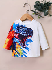 Baby Dinosaur Print T-shirt Long Sleeve Sweatshirt Top
