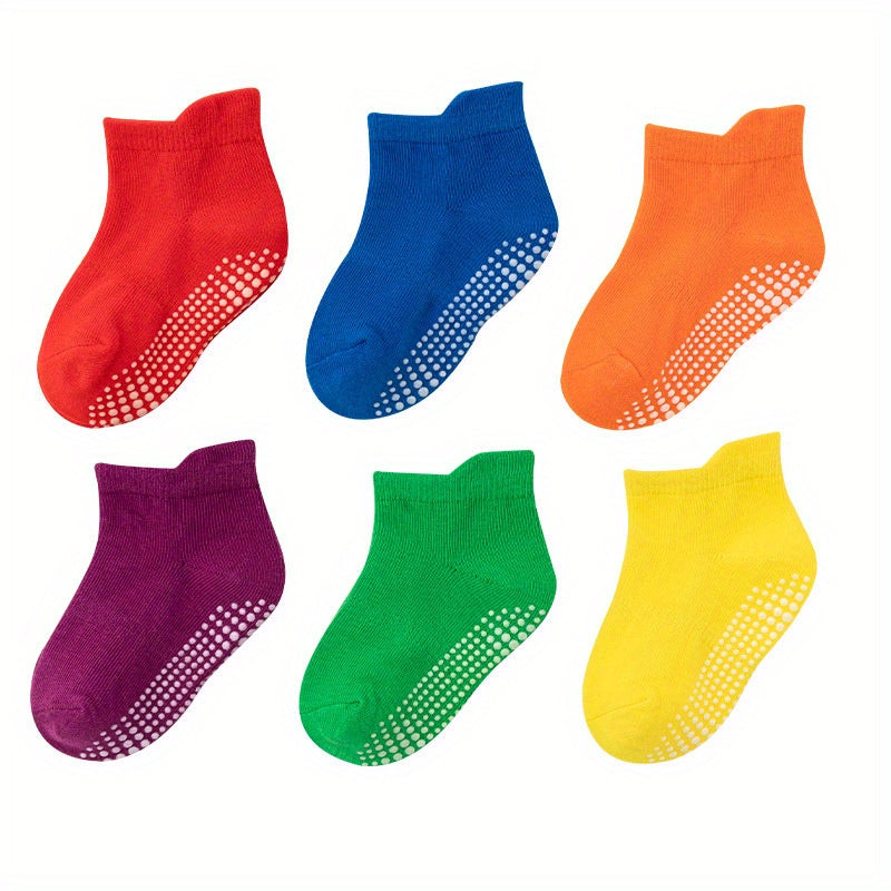 6 Pairs Non Slip Grip Ankle Socks for Baby Boys