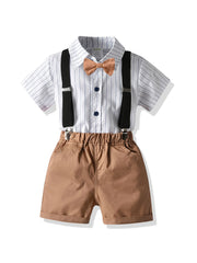 Boys Gentleman Short Sleeve Shirt & Khaki Suspender