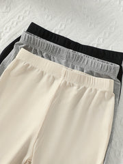3pcs Girls Cropped Pants Set High Elastic Summer