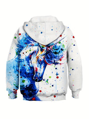 Unicorn 3D Print Boys Hooded Sweatshirt Spring Fall Kids Clothing