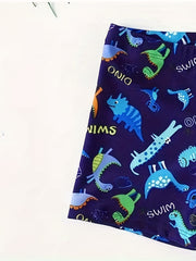 Boy's Dinosaur Swimsuit Set T-shirt, Cap, Trunks - Beach Vacation