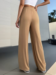 Colorblock High Rise Knot Wide Leg Trousers for Plus Size Women