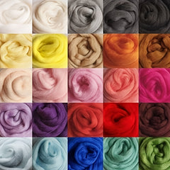 36pcs Wool Roving Needle Felting Hand Spinning Yarn Supplies DIY Craft 3g Pack