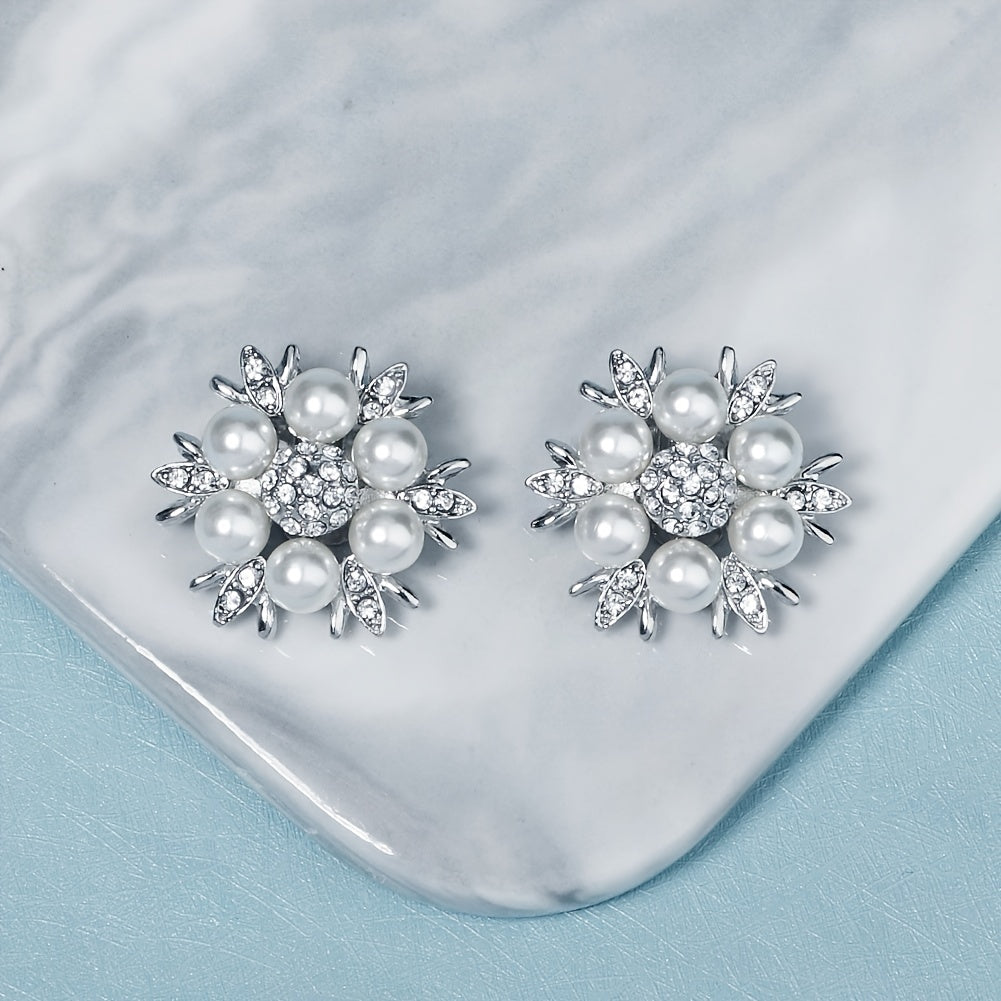 Round Rhinestones Shoe Clip Faux Pearl Shoe Buckle Clips