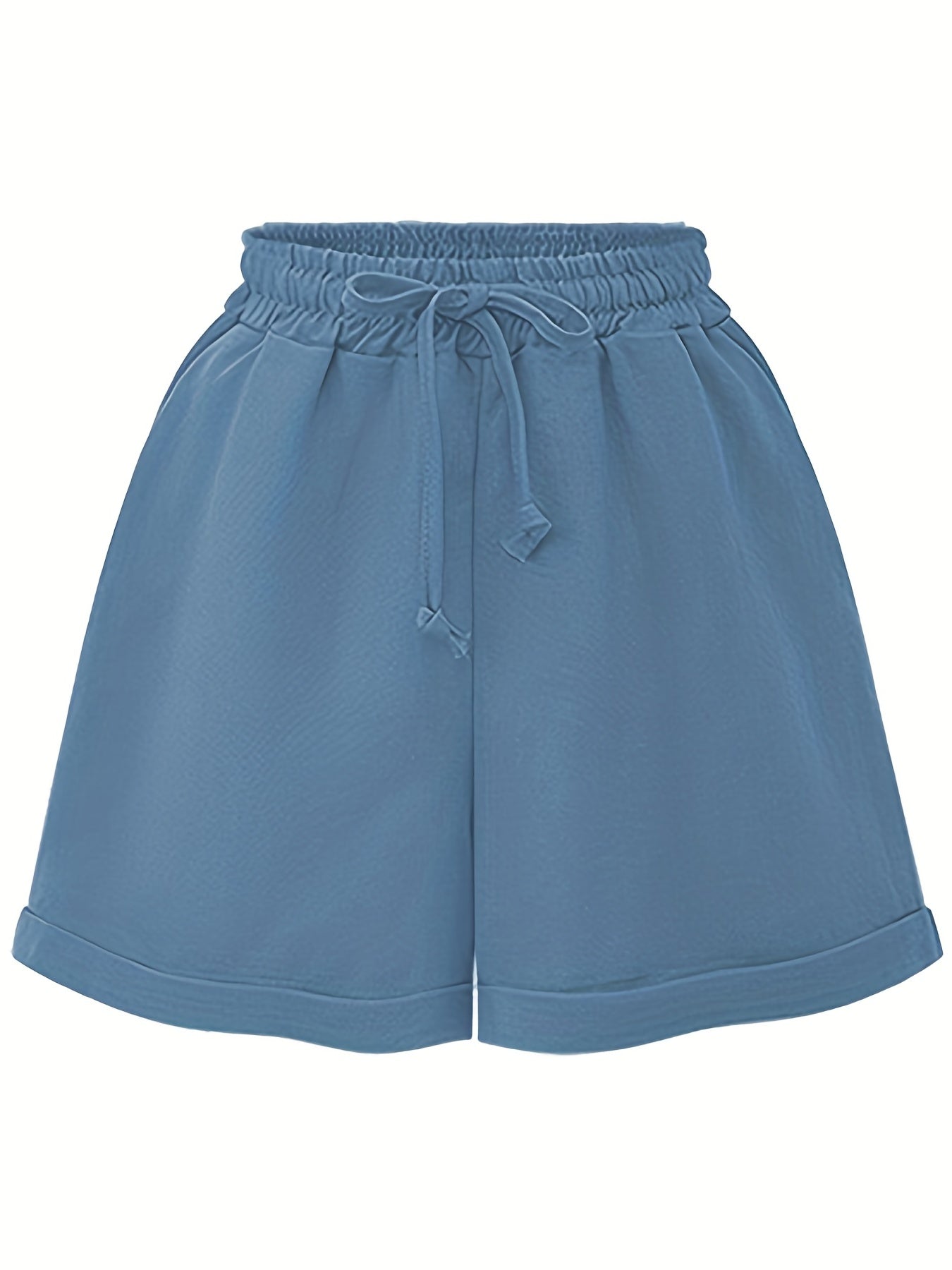 Casual Shorts Women's Plus Solid High Rise Slight Stretch