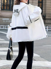 Drawstring Pocket Hooded Jacket for Women