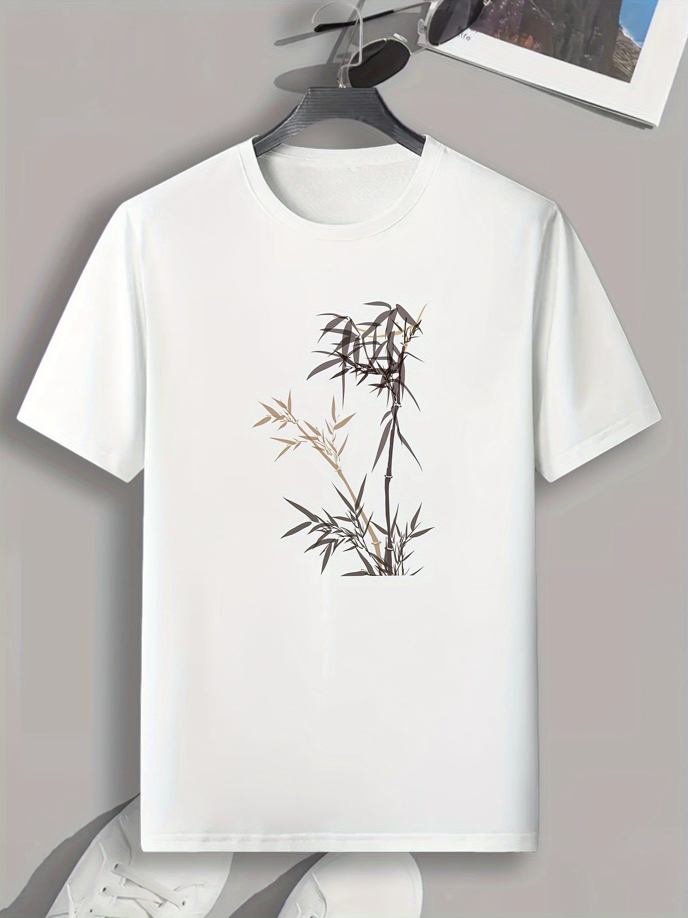 Bamboo Print Men's Graphic T-shirt Casual Tee For Summer