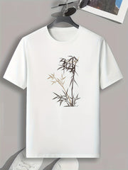 Bamboo Print Men's Graphic T-shirt Casual Tee For Summer