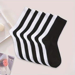 30 Pairs Women's Solid Crew Socks Comfy Breathable Mid Tube Stockings