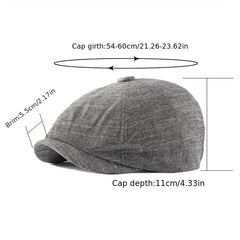 Men's Retro Beret Painter Hat Octagonal Newsboy Hat Cotton Linen Sun Hat