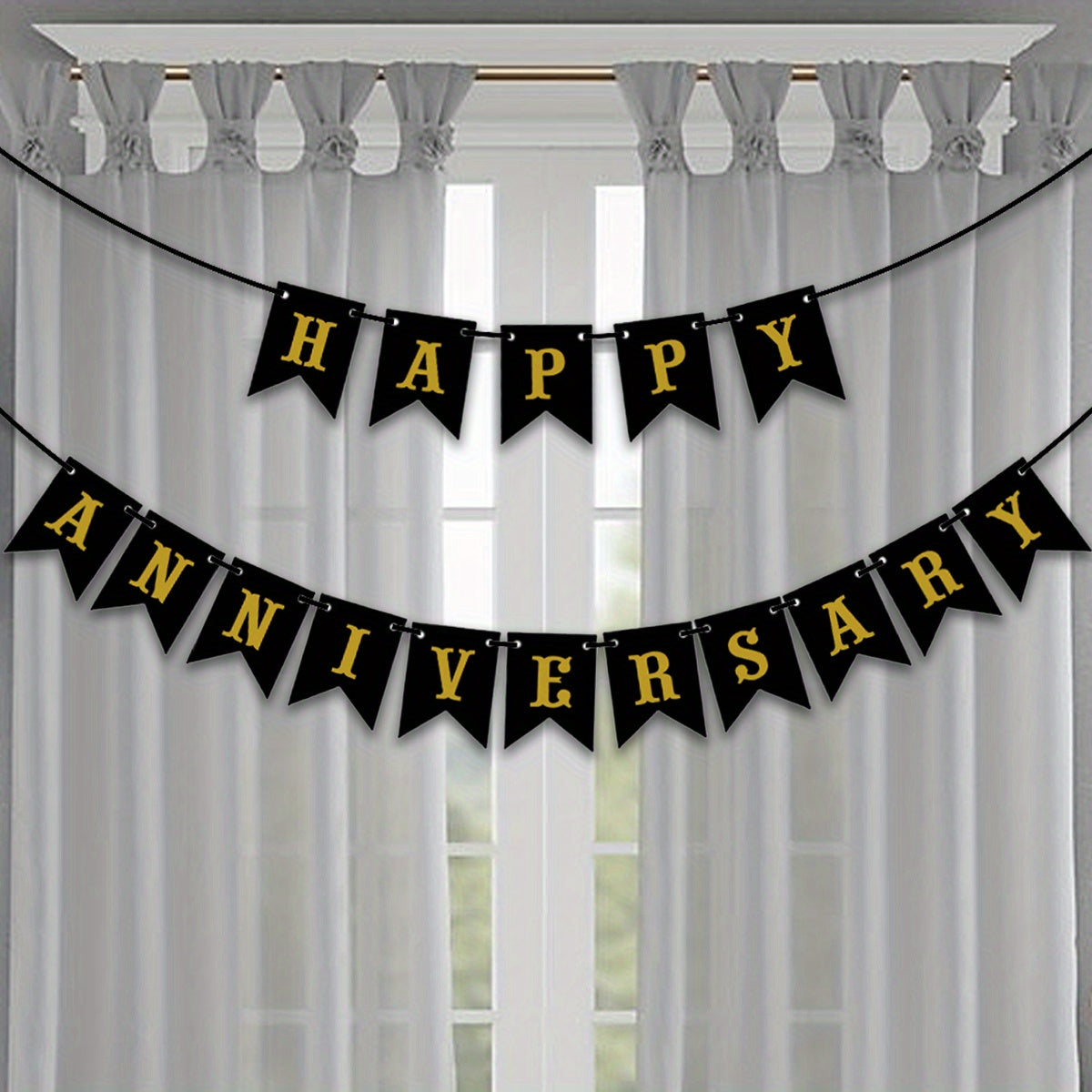 Anniversary Banner Monogram Fishtail Colorful Flag Pull Flower Party Supplies