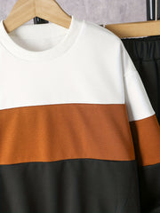 Boy's 2pcs Sweatshirt & Sweatpants Set for Spring Fall